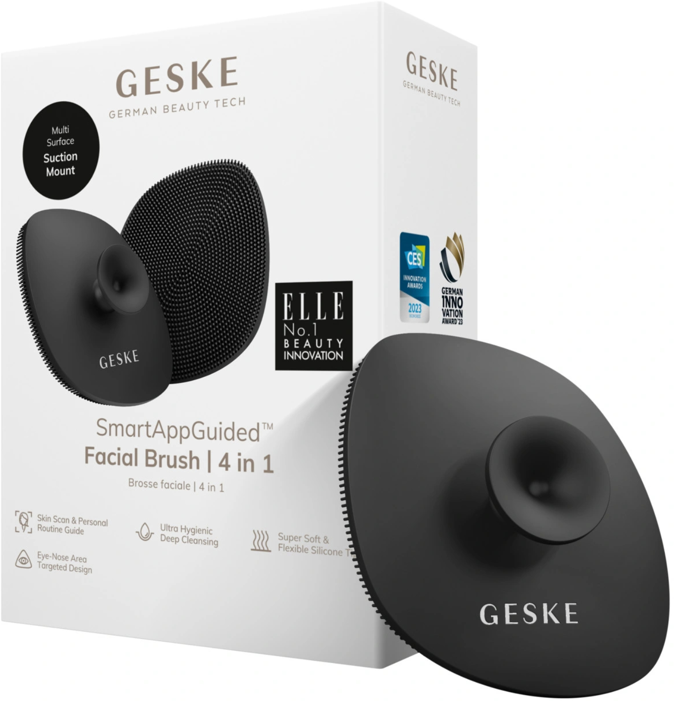 Щітка для чищення обличчя GESKE Facial Brush 4 в 1 сірий з тримачем (GK000038GY01) - Фото 1