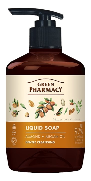 Рідке мило для рук Green Pharmacy 460 мл мигдаль та арганова олія  (4823015945786) - Фото 1