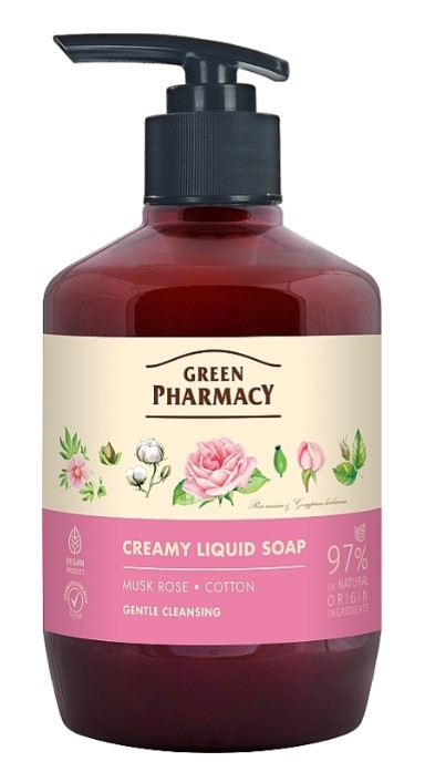 Рідке мило для рук Green Pharmacy 460 мл мускатна троянда та бавовна  (4823015945809) - Фото 1