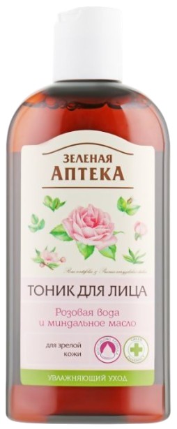 Тонік для обличчя Green Pharmacy трояндова вода/мигдальна олія 200 мл (4823015929694) - Фото 1