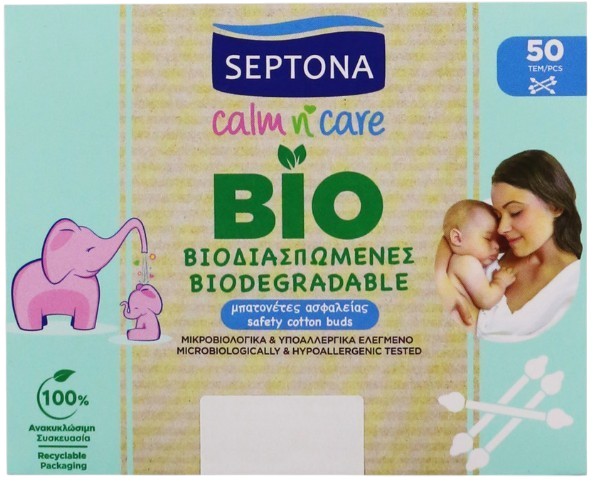 Ватні палички Septona BABY Біорозкладні 50 шт. (SCBBB50)