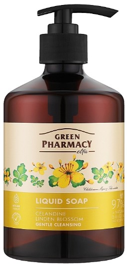 Рідке мило для рук Green Pharmacy 460 мл чистотіл та липа (4823015945762) - Фото 1