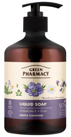 Рідке мило для рук Green Pharmacy 460 мл ромашка/льон (4823015905858) - Фото 1