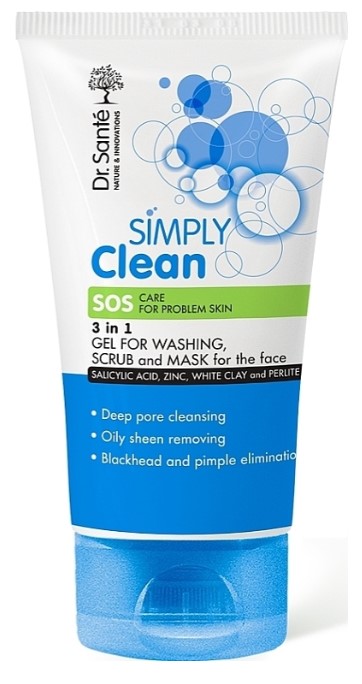 Гель для умывания Dr. Sante Simply Clean 3в1 150 мл (4823015939280) - Фото 1