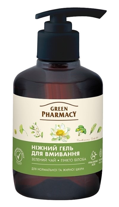Гель для вмивання Green Pharmacy 270 мл зелений чай/гінкго білоба (4823015907838) - Фото 1
