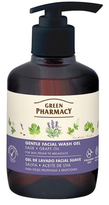 Гель для вмивання Green Pharmacy шавлія та виноградна олія 270 мл (4823015916717) - Фото 1