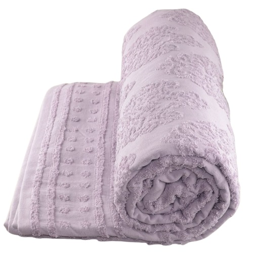 Покрывало двуспальное GM Textile махровое пепельное жаккардовое 190х200 - Фото 1