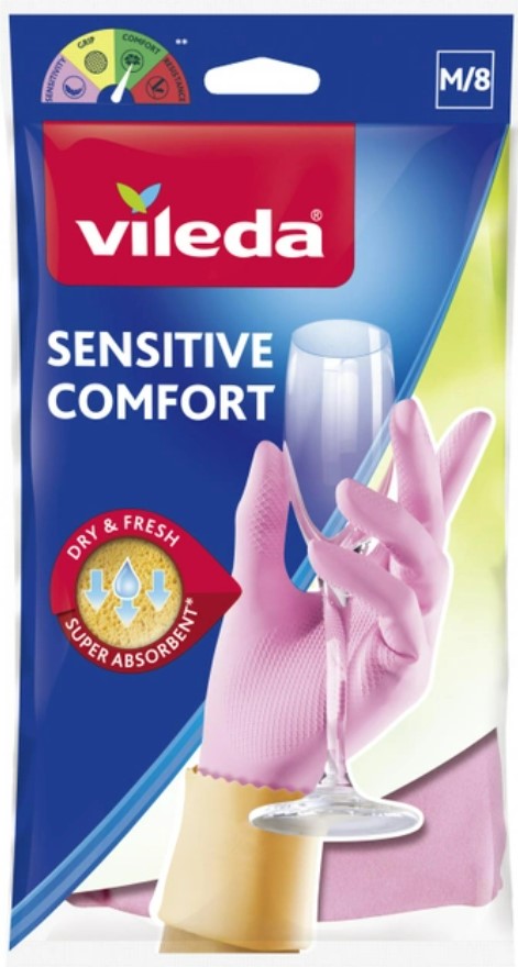 Перчатки латексные Vileda Sensitive Comfort М (8001940003320) - Фото 1