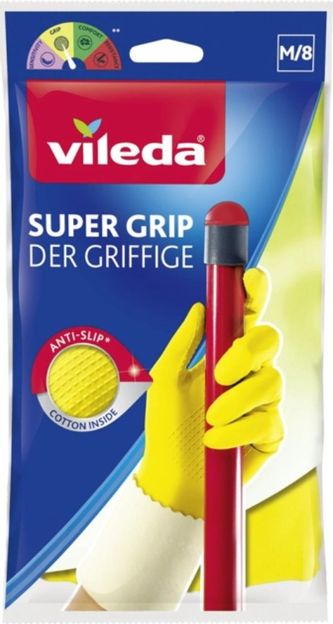 Перчатки латексные Vileda Super Grip M (8001940003351) - Фото 1