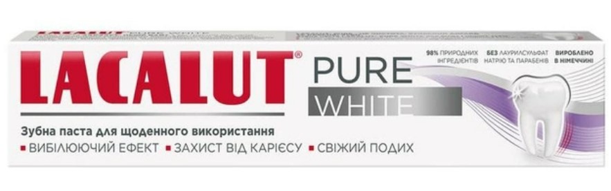 Зубная паста Lacalut Pure White 75 мл (4016369696767) - Фото 1