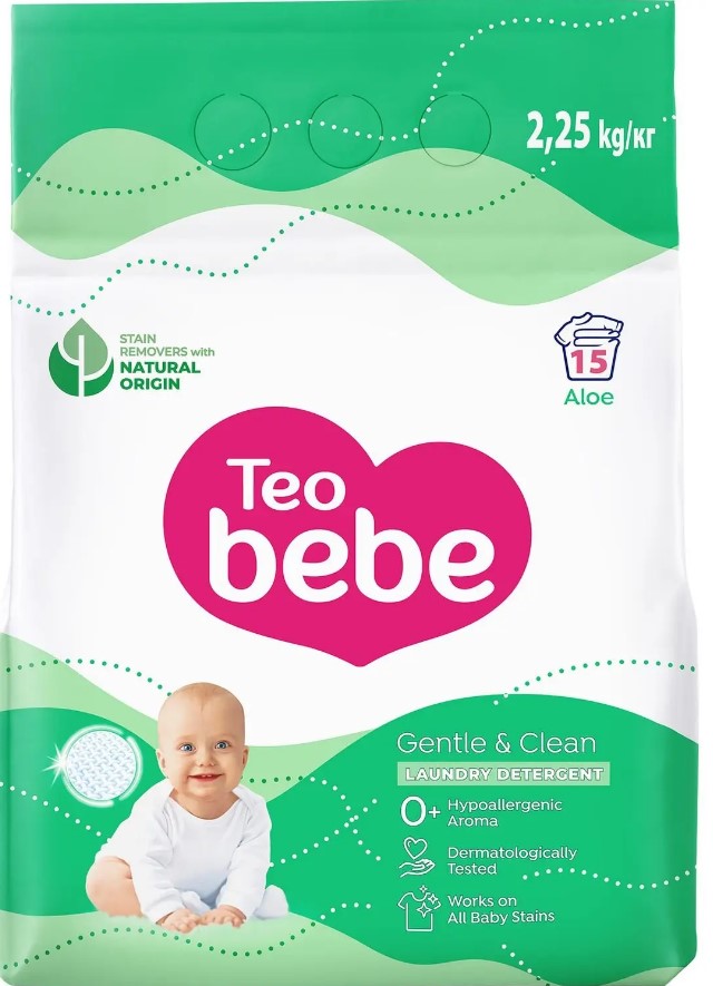 Стиральный порошок Teo Bebe Gentle&Clean Aloe 2,25 кг (3800024048456) - Фото 1