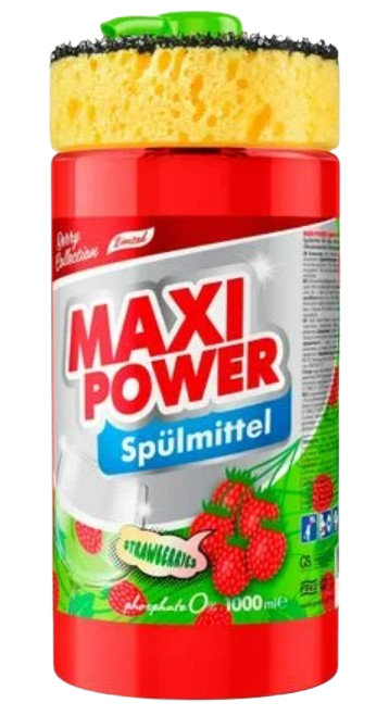 Засіб для ручного миття посуду Maxi Power Суниця 1 л (4823098414223) - Фото 1
