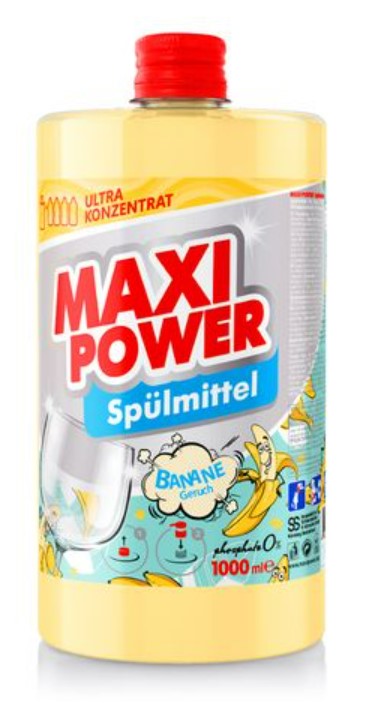 Засіб для ручного миття посуду Maxi Power Банан запаска 1 л (4823098411987) - Фото 1