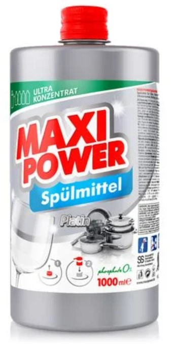 Средство для ручного мытья посуды Maxi Power Платинум запаска 1 л (4823098408475) - Фото 1