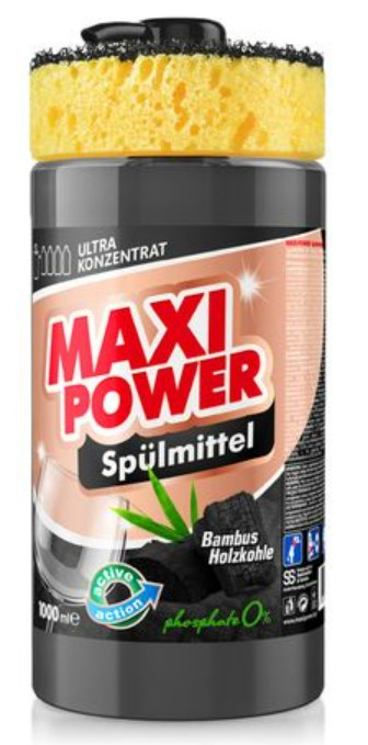 Засіб для ручного миття посуду Maxi Power Чорне вугілля 1 л (4823098411796) - Фото 1