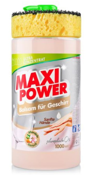 Засіб для ручного миття посуду Maxi Power Мигдаль 1 л (4823098402800) - Фото 1