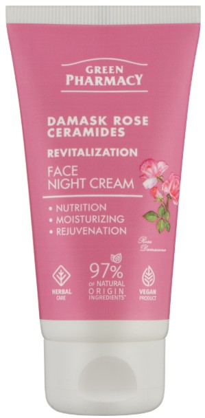 Крем для лица Green Pharmacy 50 мл ночная Дамасская роза + керамиды (5901845509541) - Фото 1