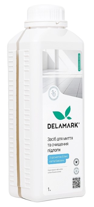 Средство по уходу за напольными покрытиями DeLaMark белые цветы хлопка 1 л (4820152333698) - Фото 1