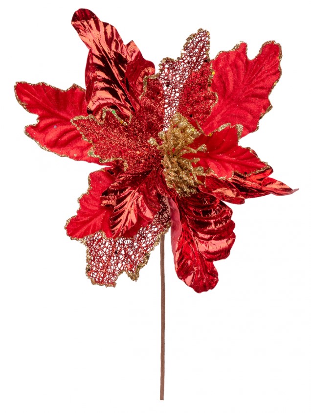 Ветка декоративная Novogod'ko Пуансетия 30 см (973970) - Фото 1
