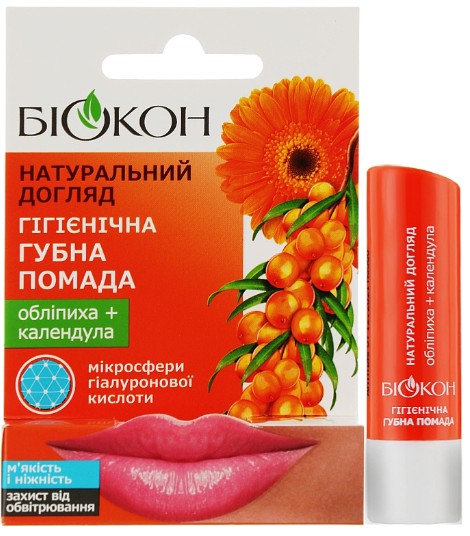 Бальзам для губ Біокон Облепиха+календула 4,6 г (4820160035522) - Фото 1