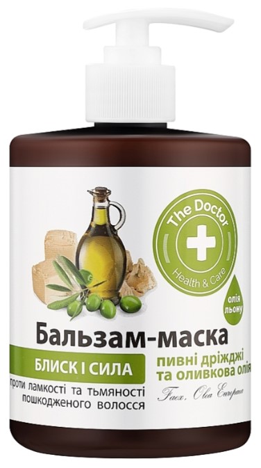 Маска для волосся The Doctor Health&Care пивні дріжджі/оливкова олія 500 мл (4823015929861) - Фото 1