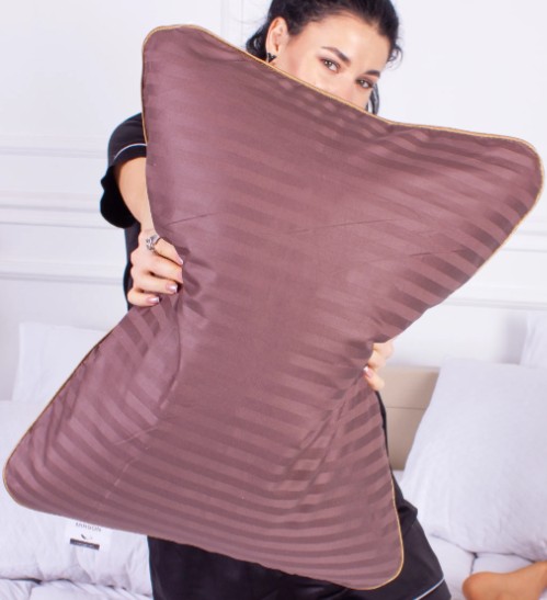 Подушка ортопедична MirSon №4015 Satin Stripe 30-0006 Dark Brown Women (2200006422235) - Фото 1