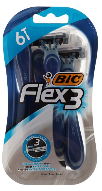 Станок чоловічий одноразовий BIC Flex 3 6 шт. (3086123500419) - Фото 1