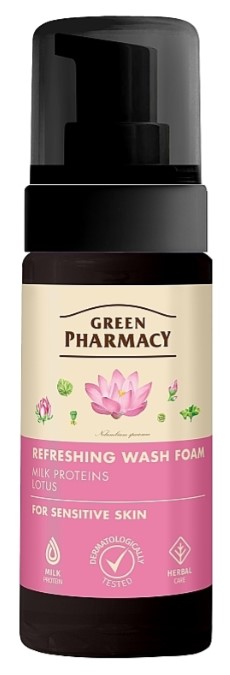 Пінка для вмивання Green Pharmacy 150 мл освіжаюча для чутливої шкіри (4823015911712) - Фото 1