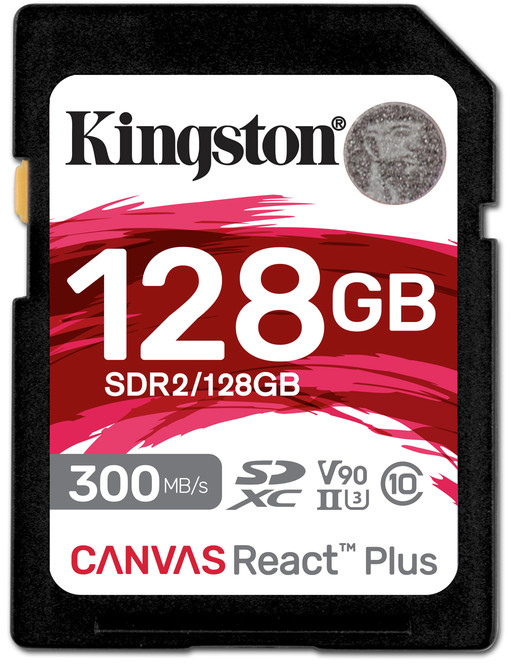 Карта памяти Kingston 128GB Canvas React Plus SDXC UHS-II  300R/260W U3 (SDR2/128GB) - Фото 1