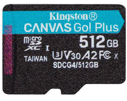 Карта памяти Kingston MicroSDXC 512GB Canvas Go! Plus G4 Class 10 UHS-I U3 V30 A2 (SDCG4/512GBSP) - Фото 1