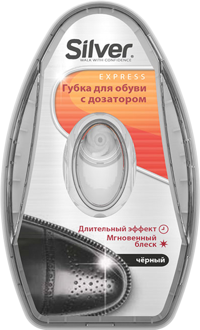 Губка для обуви Silver с дозатором 6 мл черная (8690757001959) - Фото 1