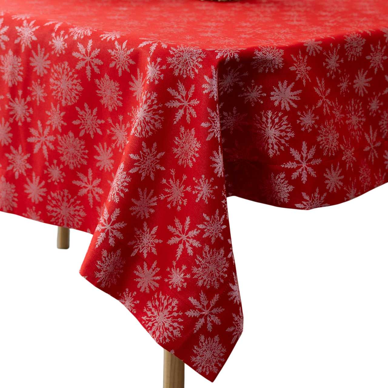 Скатертина прямокутна Едельвіка Сніжинки 300х145 см Червона (249-23/00) - Фото 1