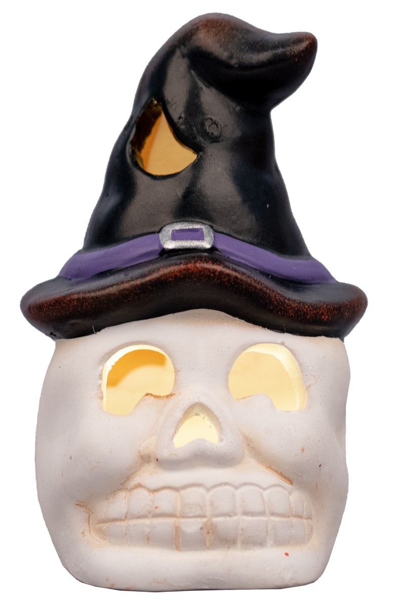 Декор Halloween YES! Fun Skull in hat 10 см LED (974189) - Фото 1