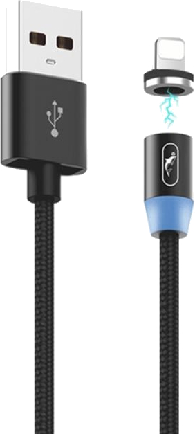 Кабель синхронизации данных SkyDolphin S59L Magnetic USB - Lightning 1 м Black (USB-000440) - Фото 1