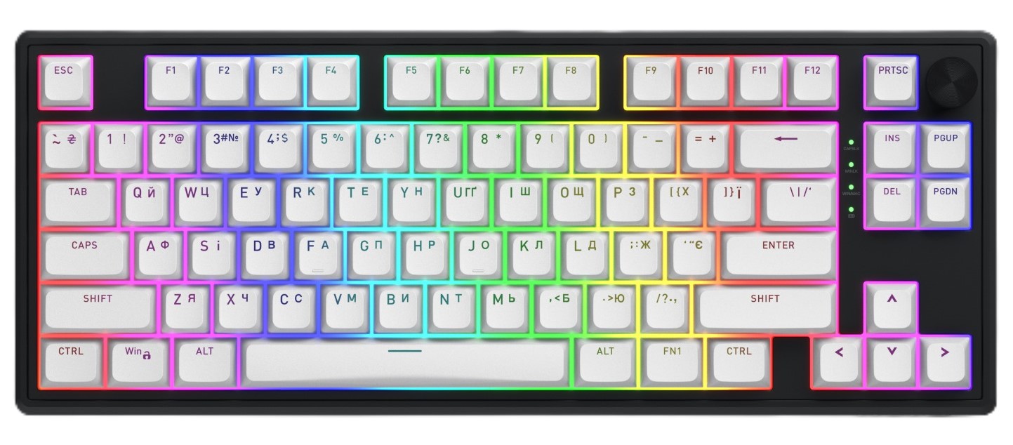 Купити Клавіатура бездротова ігрова Hator Skyfall 80 wireless Black-White (HTK3180UA) - Фото 1 Клавіатура бездротова ігрова Hator Skyfall 80 wireless Black-White (HTK3180UA) - Фото 1