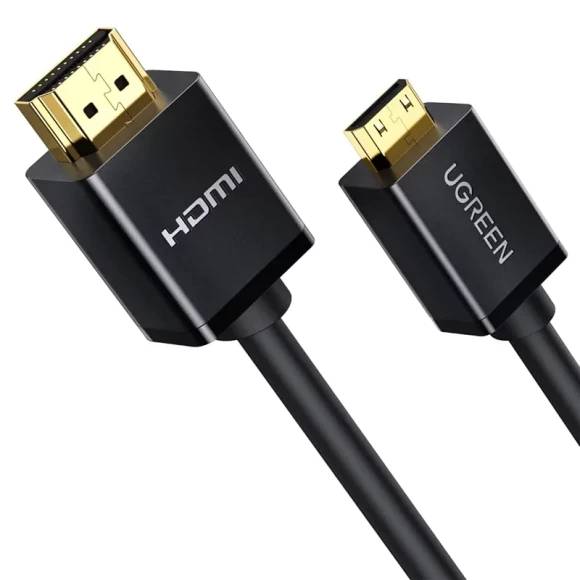 Кабель HDMI UGREEN HD108 miniHDMI to HDMI, 1.5 m, v2.0 UltraHD 4K-3D Black (11167) - Фото 1