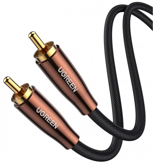Кабель RCA UGREEN AV155 RCA to RCA Coaxial Pro Cable Braided 1 m Gray (70684) - Фото 1