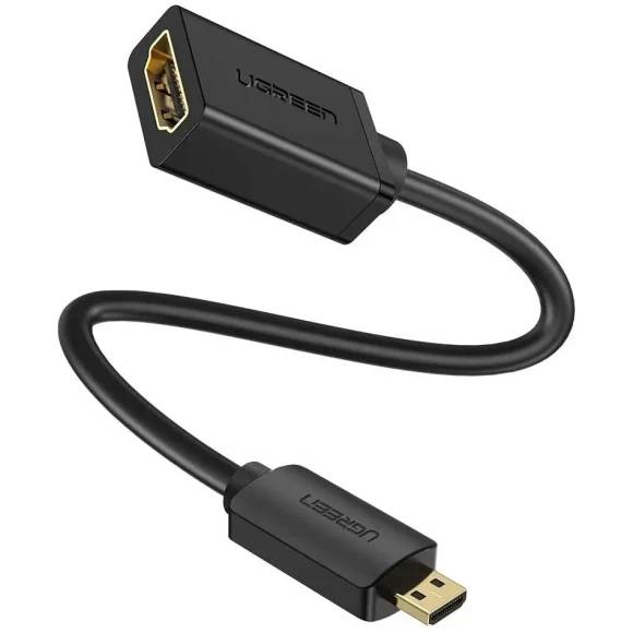 Переходник UGREEN Micro HDMI Male to HDMI Female Adapter Cable, 22 cm Black (20134) - Фото 1