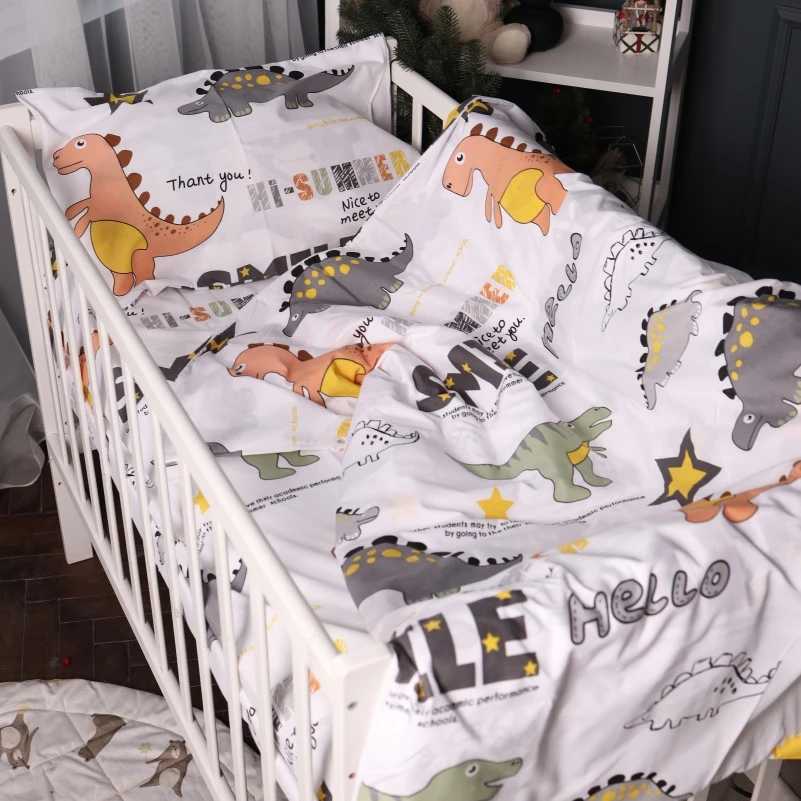 Комплект постільної білизни дитячий MirSon 110х140 17-0698 Smoky Dinosaurs Бязь (2200010459685) - Фото 1