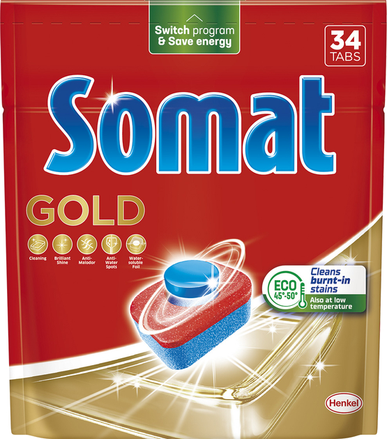 Таблетка для посудомийної машини Somat Голд 34 табл. (9000101808209) - Фото 1