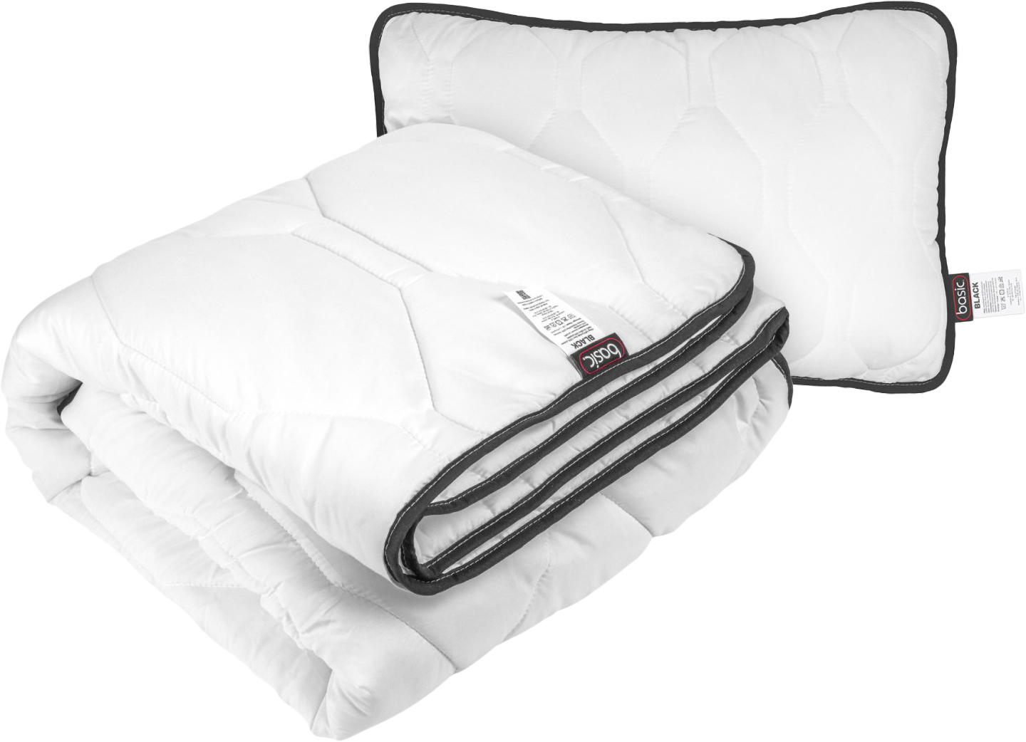 Набір ковдра полуторна + подушка Sonex демісезонна антиалергенне волокно Basic Black 140х205 + 50х70 см (SO102532) - Фото 1