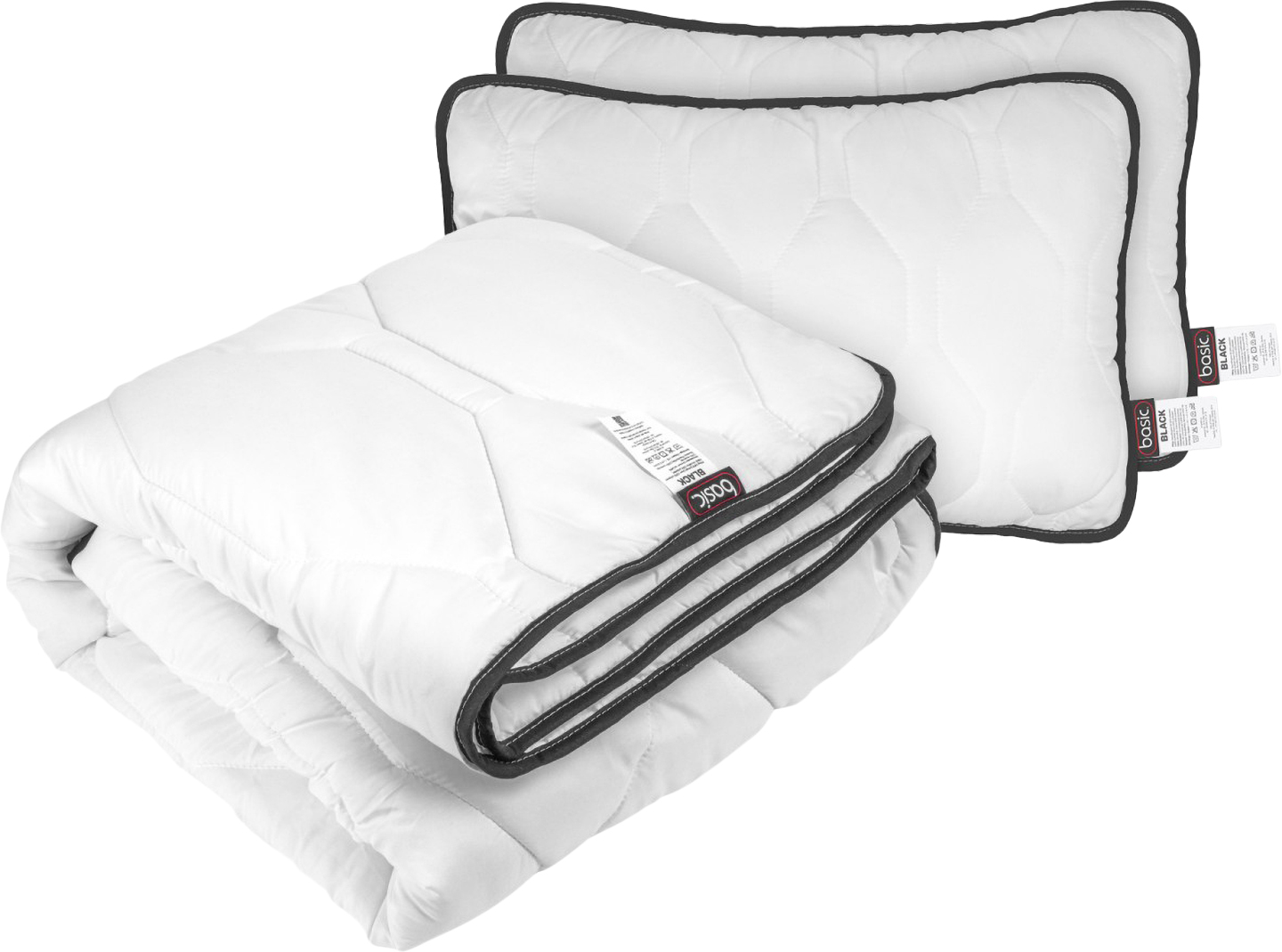 Набір ковдра євро + 2 подушки Sonex демісезонна антиалергенне волокно Basic Black 200х220 + 50х70 см 2 шт. (SO102533) - Фото 1