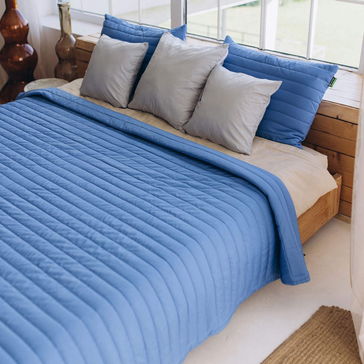 Купити Набір покривало + наволочки євро Sonex Nassau двостороннє 220х240 + 50х70 см 2 шт. Синє (SO102519) - Фото 1 Набір покривало + наволочки євро Sonex Nassau двостороннє 220х240 + 50х70 см 2 шт. Синє (SO102519) - Фото 1