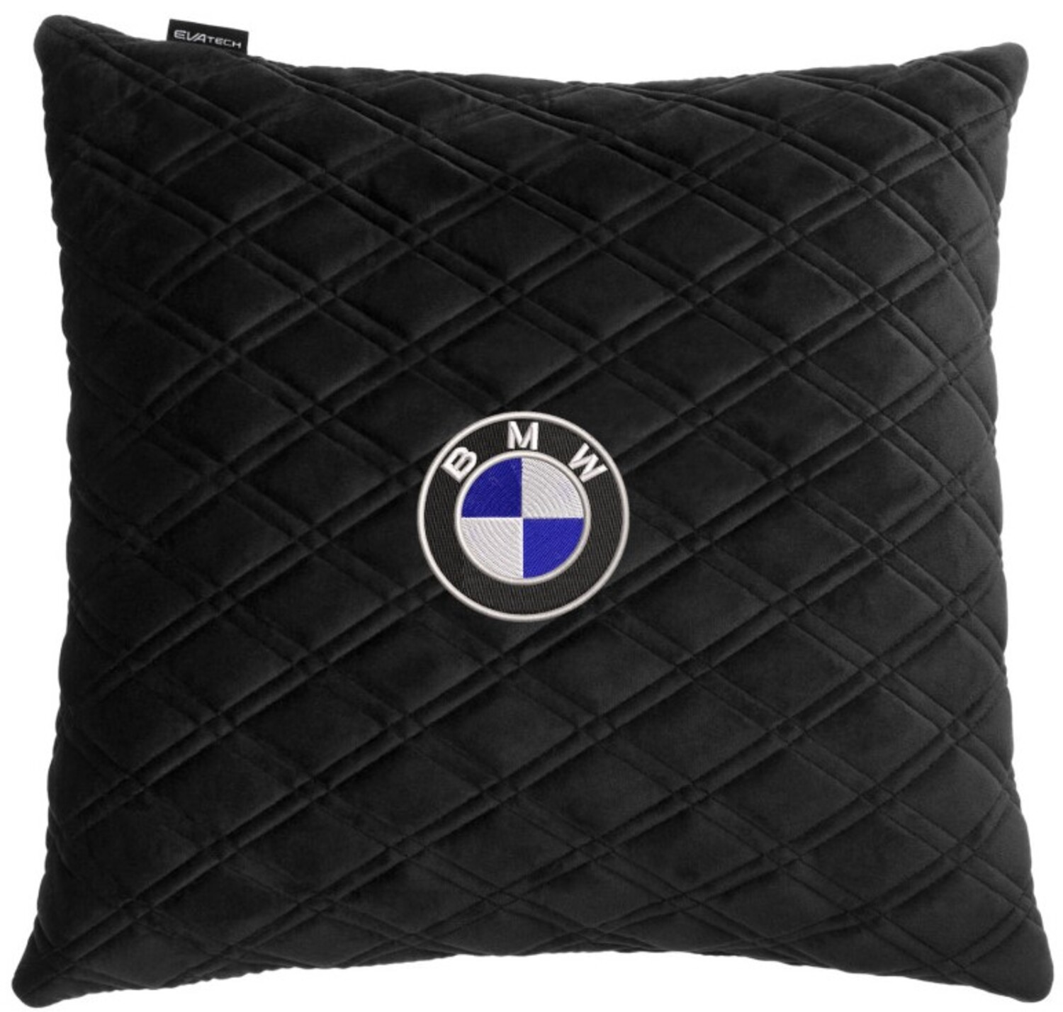 Купити Автомобільна подушка EVAtech з алькантари 40x40 см BMW чорна з чорною ниткою, великий ромб SPBALHRBBV005 - Фото 1 Автомобільна подушка EVAtech з алькантари 40x40 см BMW чорна з чорною ниткою, великий ромб SPBALHRBBV005 - Фото 1
