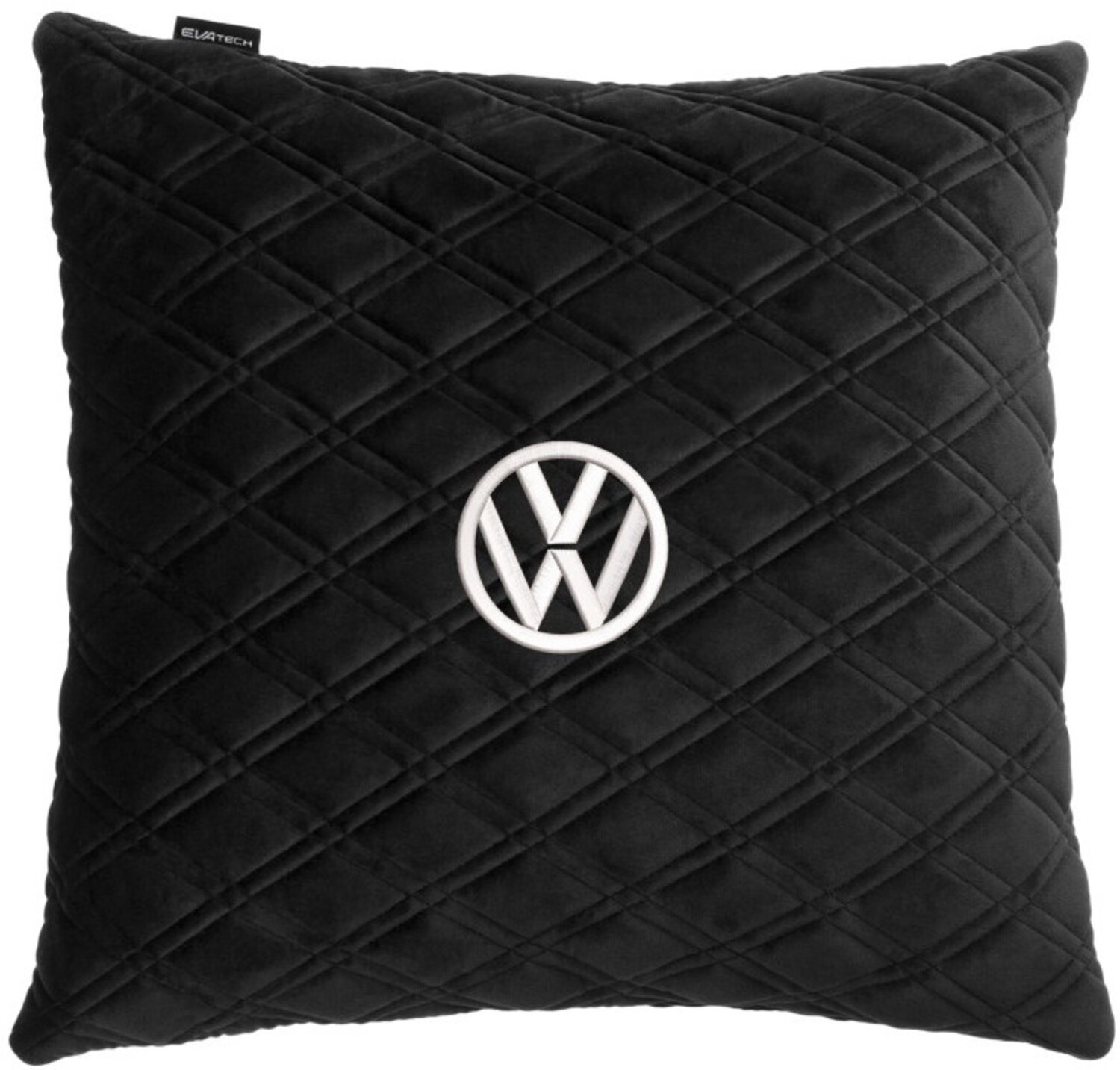Купити Автомобільна подушка EVAtech з алькантари 40x40 см Volkswagen чорна з чорною ниткою, великий ромб SPBALHRBBV032 - Фото 1 Автомобільна подушка EVAtech з алькантари 40x40 см Volkswagen чорна з чорною ниткою, великий ромб SPBALHRBBV032 - Фото 1