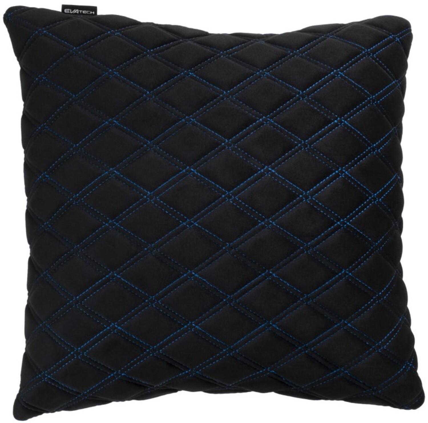 Купити Автомобільна подушка EVAtech з алькантари 40x40 см чорна з синьою ниткою, великий ромб SPBALHRBL - Фото 1 Автомобільна подушка EVAtech з алькантари 40x40 см чорна з синьою ниткою, великий ромб SPBALHRBL - Фото 1