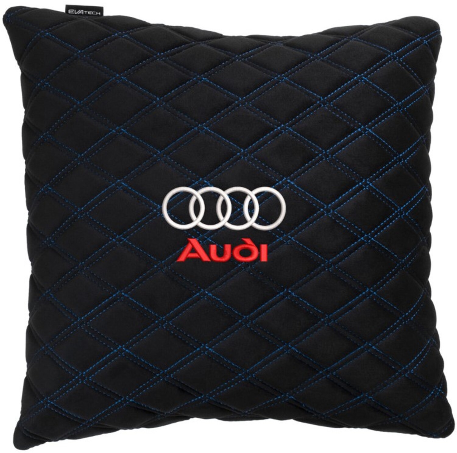 Купити Автомобільна подушка EVAtech з алькантари 40x40 см Audi чорна з синьою ниткою, великий ромб SPBALHRBLV003 - Фото 1 Автомобільна подушка EVAtech з алькантари 40x40 см Audi чорна з синьою ниткою, великий ромб SPBALHRBLV003 - Фото 1