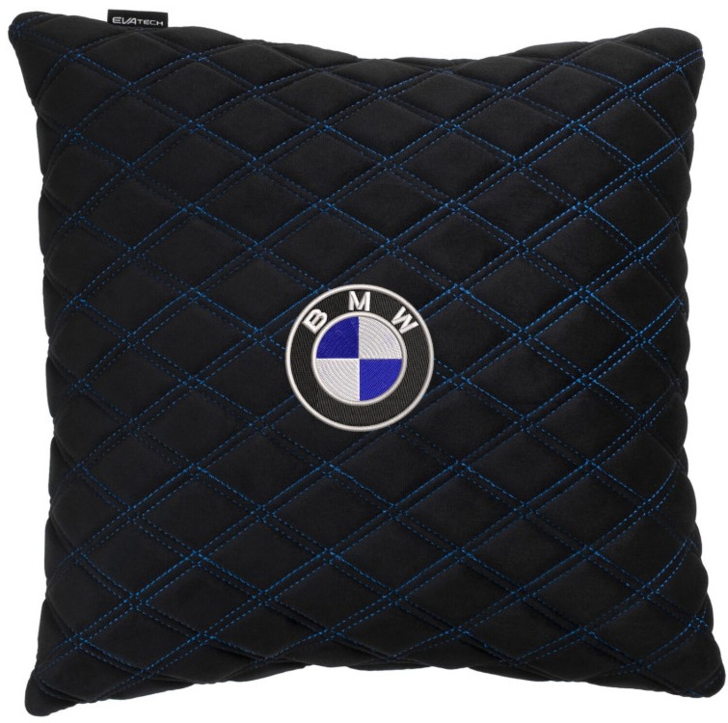 Купити Автомобільна подушка EVAtech з алькантари 40x40 см BMW чорна з синьою ниткою, великий ромб SPBALHRBLV005 - Фото 1 Автомобільна подушка EVAtech з алькантари 40x40 см BMW чорна з синьою ниткою, великий ромб SPBALHRBLV005 - Фото 1