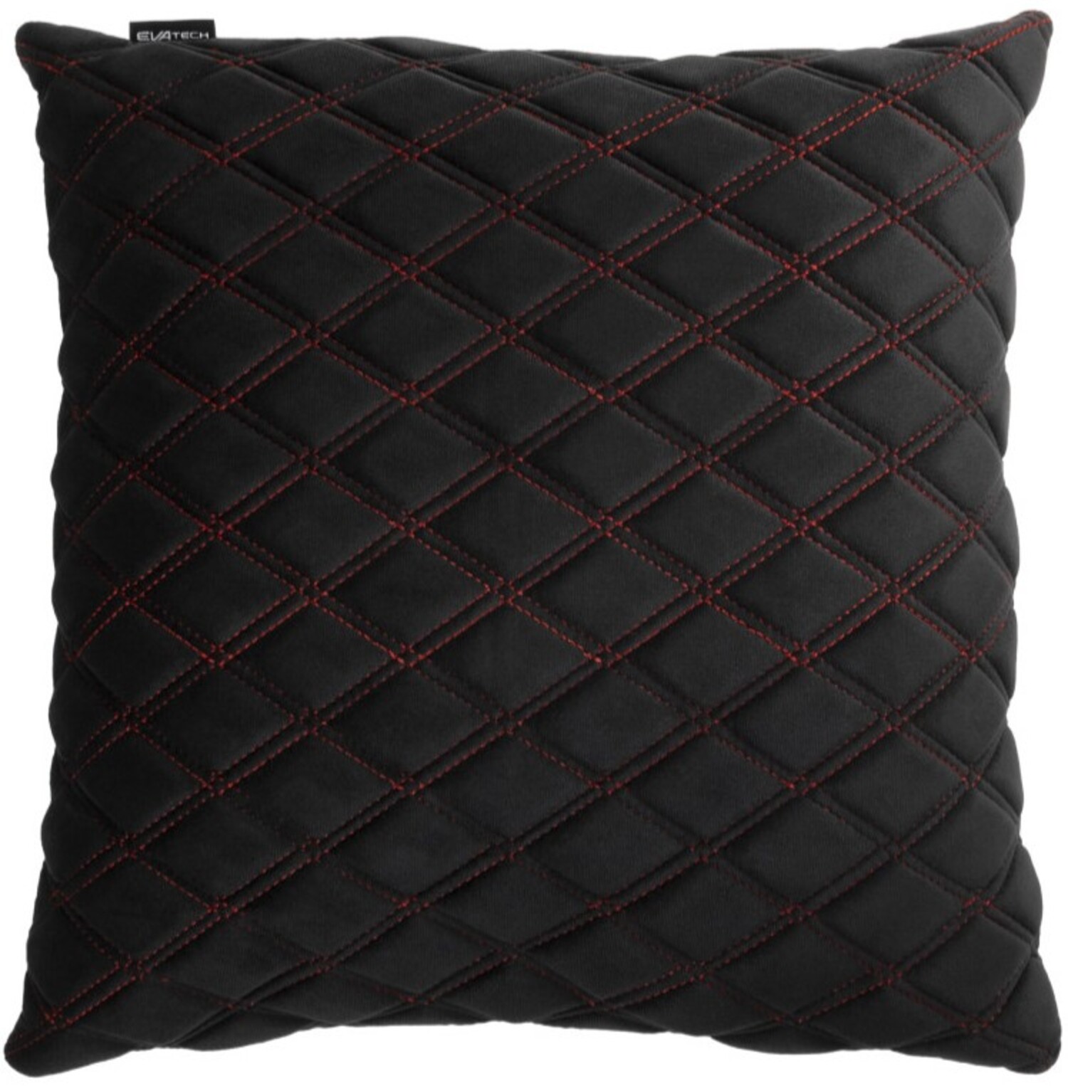 Купити Автомобільна подушка EVAtech з алькантари 40x40 см чорна з червоною ниткою, великий ромб SPBALHRBR - Фото 1 Автомобільна подушка EVAtech з алькантари 40x40 см чорна з червоною ниткою, великий ромб SPBALHRBR - Фото 1