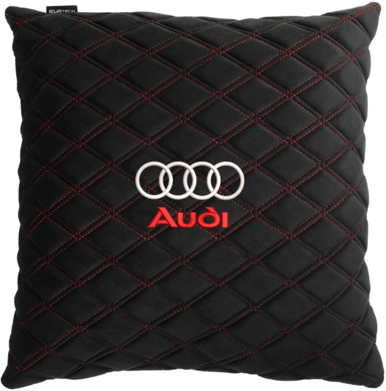 Купити Автомобільна подушка EVAtech з алькантари 40x40 см Audi чорна з червоною ниткою, великий ромб SPBALHRBRV003 - Фото 1 Автомобільна подушка EVAtech з алькантари 40x40 см Audi чорна з червоною ниткою, великий ромб SPBALHRBRV003 - Фото 1